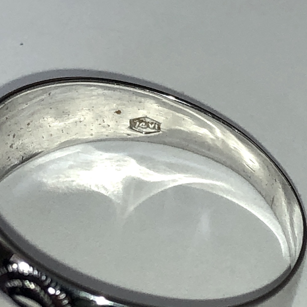 Solid 18K 750 Italy (not 14K) White Gold Red Gemstone Band Ring Vintage Antique - Picture 9 of 17